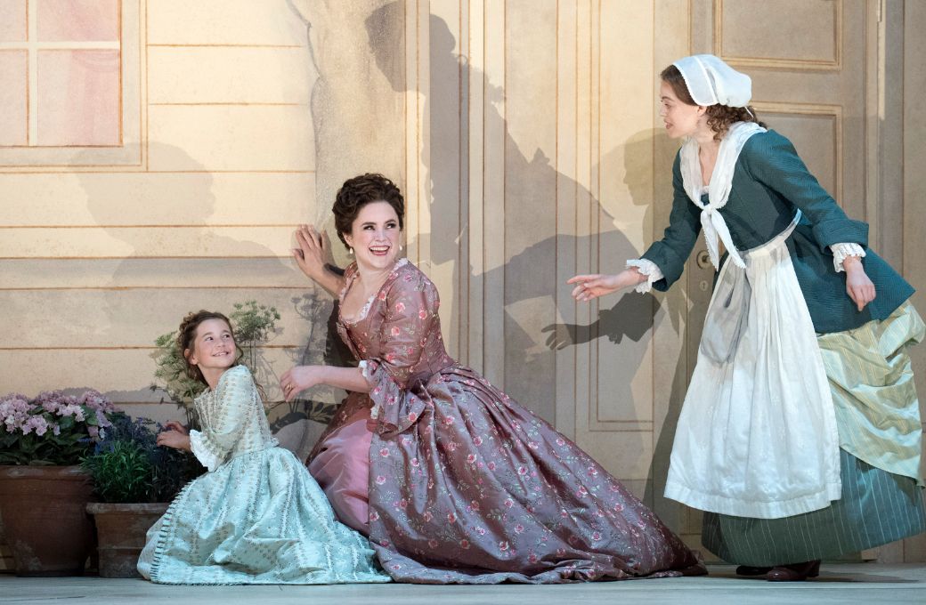 Pippa Barton (child), Louise Alder (Contessa Almaviva) and Johanna Wallroth (Susanna) &copy; Glyndebourne Productions Ltd. Photography by Richard Hubert Smith